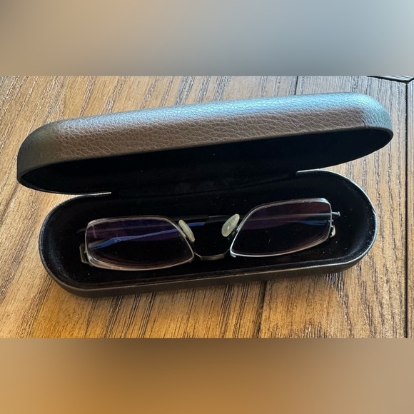 Oakley Socket 5.5 Black Stain with Blue Oakley Sign Semi-Rimless Eyeglasses - Picture 1 of 9